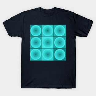 Aqua Geometric Circles and Squares T-Shirt